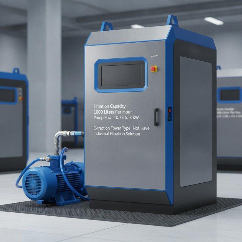 Pojemność filtracyjna 1000 litrów na godzinę System filtrów płynu chłodzącego CNC Moc pompy 075 do 3 kW Wieża ekstrakcyjna Typ Nie ma rozwiązania filtracyjnego przemysłowego